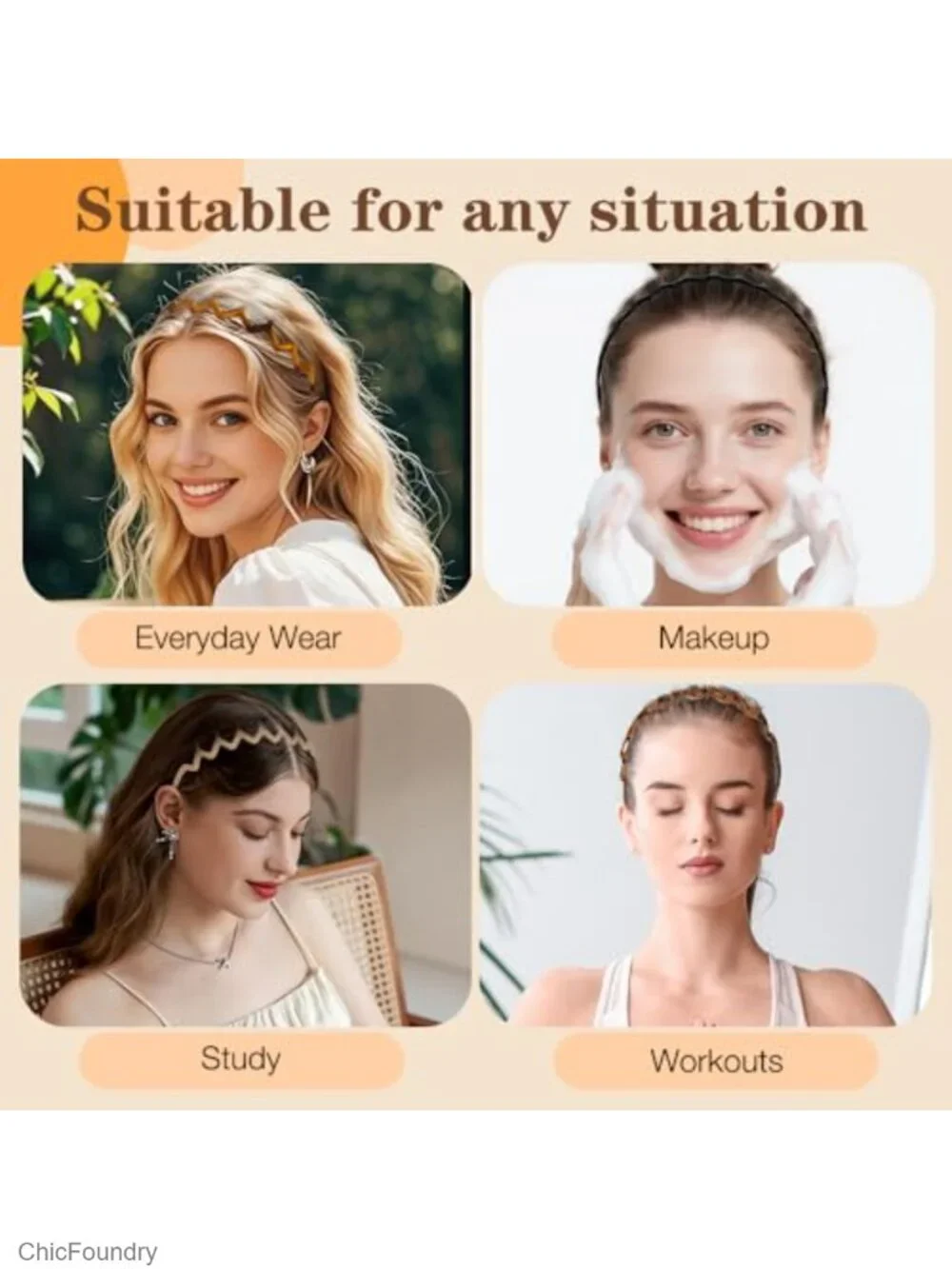 10 Pack Zig Zag Headbands for Women Non Slip Teeth Plastic Hair Bands 90s Retro